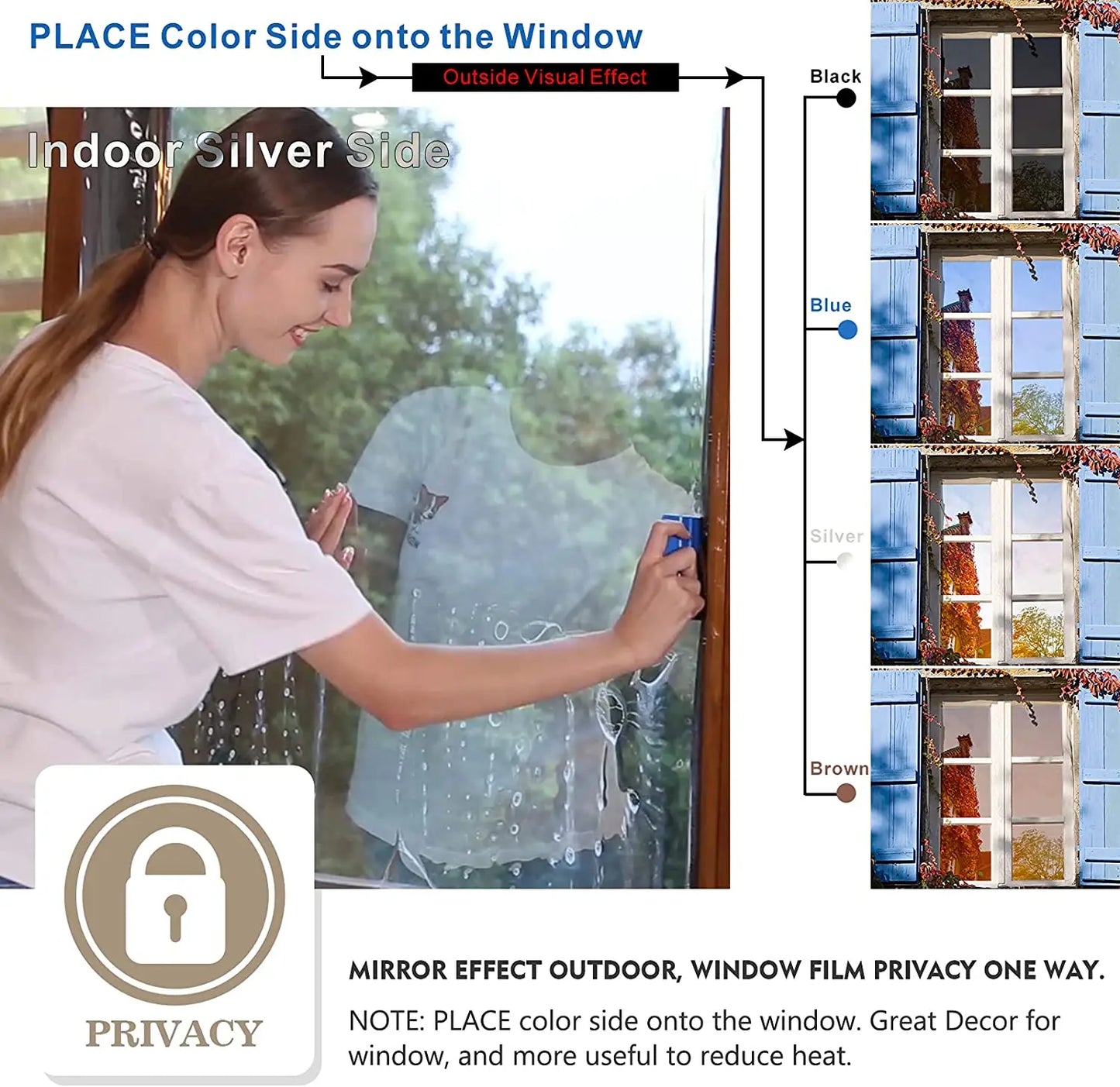 Daytime Shield: One-Way Mirror Privacy Film with Anti-UV Protection
