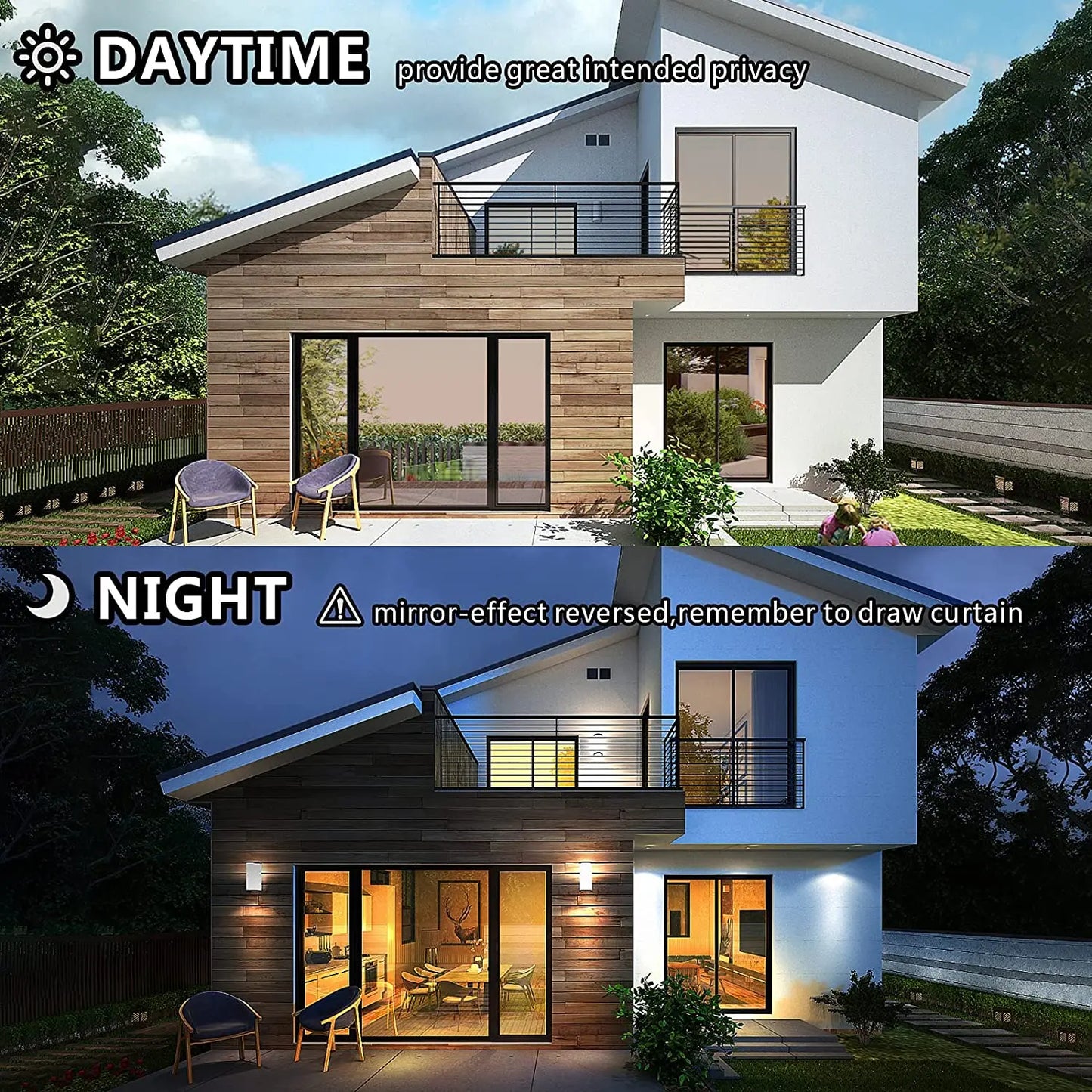 Daytime Shield: One-Way Mirror Privacy Film with Anti-UV Protection