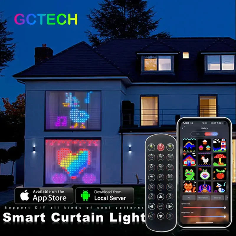 SmartGlow: 400LED Bluetooth Curtain Lights - RGB Fairy Lights for Window Decor