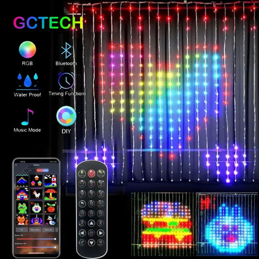 SmartGlow: 400LED Bluetooth Curtain Lights - RGB Fairy Lights for Window Decor